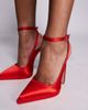 Simmi Wide Fit Simmi London Landen Wide Fit platform heeled pumps in red satin - 4