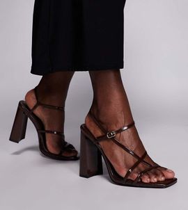 Simmi Wide Fit Simmi London Malinda Wide Fit block heeled strappy sandals in brown