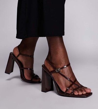 Simmi Wide Fit Simmi London Malinda Wide Fit block heeled strappy sandals in brown