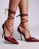 Simmi Wide Fit Simmi London Onix Wide Fit pointed toe heeled shoes with tie leg straps in red - 1