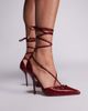 Simmi Wide Fit Simmi London Onix Wide Fit pointed toe heeled shoes with tie leg straps in red - 2