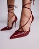 Simmi Wide Fit Simmi London Onix Wide Fit pointed toe heeled shoes with tie leg straps in red - 4