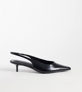 Simmi Wide Fit Simmi London Rosalind Wide Fit kitten heel slingback shoes in black