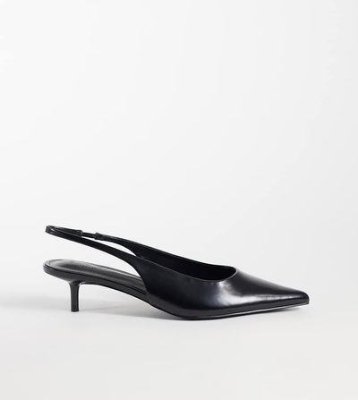 Simmi Wide Fit Simmi London Rosalind Wide Fit kitten heel slingback shoes in black