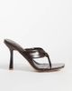 Simmi Wide Fit Simmi London Santo Wide Fit toe post heeled sandals in chocolate-Brown - 1