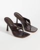 Simmi Wide Fit Simmi London Santo Wide Fit toe post heeled sandals in chocolate-Brown - 2