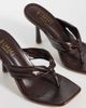 Simmi Wide Fit Simmi London Santo Wide Fit toe post heeled sandals in chocolate-Brown - 3