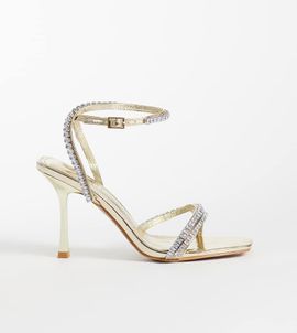 Simmi Wide Fit Simmi London Sibelle Wide Fit embellished heeled sandals in gold mirror