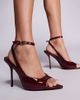 Simmi Wide Fit Simmi London Theodosia Wide Fit high heeled sandals with tie detailing in burgundy-Red - 1