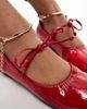 Simmi Wide Fit Simmi London Wide Fit Abbie Bow ballet flats with ruching detail and removable anklet in red - 2