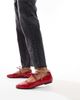 Simmi Wide Fit Simmi London Wide Fit Abbie Bow ballet flats with ruching detail and removable anklet in red - 3