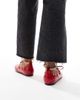 Simmi Wide Fit Simmi London Wide Fit Abbie Bow ballet flats with ruching detail and removable anklet in red - 4