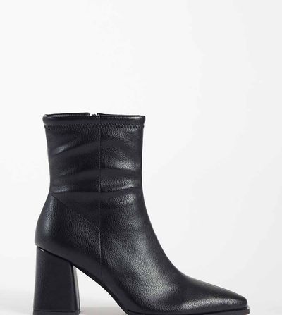 Simmi London Wide Fit Bark Block Heeled Ankle Boots In Black