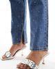 Simmi Wide Fit Simmi London Wide Fit Bexley mid heeled mules with grommet buckle detail in silver - 1