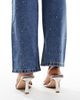 Simmi Wide Fit Simmi London Wide Fit Bexley mid heeled mules with grommet buckle detail in silver - 3