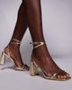 Simmi Wide Fit SIMMI London Wide Fit Citra block heel sandals in gold - 1