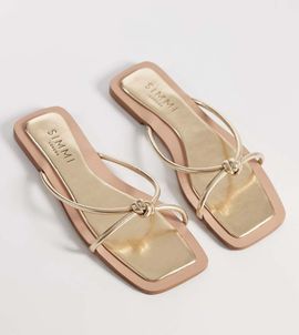 Simmi Wide Fit Simmi London Wide Fit Cola knot flat sandals in gold