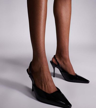 Simmi Wide Fit Simmi London Wide Fit Darcia pointed slingback heeled shoes in black