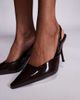 Simmi Wide Fit Simmi London Wide Fit Darcia pointed slingback heeled shoes in chocolate PU-Brown - 4