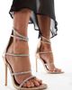 Simmi Wide Fit Simmi London Wide Fit Elba barely there embellished strap sandal in Rose Gold Snake - 1