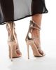 Simmi Wide Fit Simmi London Wide Fit Elba barely there embellished strap sandal in Rose Gold Snake - 3