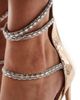 Simmi Wide Fit Simmi London Wide Fit Elba barely there embellished strap sandal in Rose Gold Snake - 4
