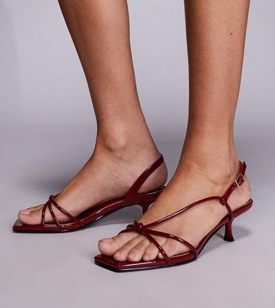 Simmi Wide Fit Simmi London Wide Fit Haylee kitten heeled strappy sandals in burgundy-Red