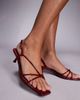 Simmi Wide Fit Simmi London Wide Fit Haylee kitten heeled strappy sandals in burgundy-Red - 3