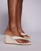 Simmi Wide Fit Simmi London Wide Fit Jules wedge sandals in beige denim-Neutral - 1
