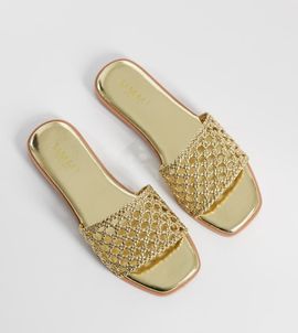 Simmi Wide Fit Simmi London Wide Fit Luna woven flat sandals in gold