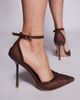 Simmi Wide Fit Simmi London Wide Fit Mandisa mesh heeled shoes in chocolate-Brown - 4