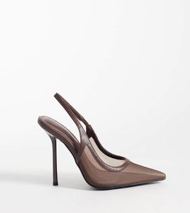 Simmi Wide Fit Simmi London Wide Fit Morley slingback heeled pumps in brown mesh