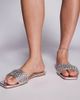 Simmi Wide Fit Simmi London Wide Fit Paison rhinestone flat sandals in silver metallic - 1