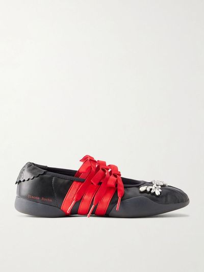 SIMONE ROCHA + adidas Originals Taekwondo Ballerina embellished pleated leather flats