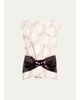 Simone Rocha Boxy Floral Satin Sequined Bow Peplum Top - 1