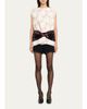 Simone Rocha Boxy Floral Satin Sequined Bow Peplum Top - 2