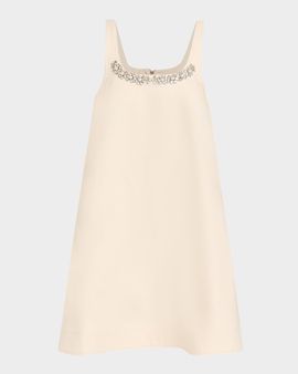 Simone Rocha Crystal Cotton Twill A-Line Mini Dress