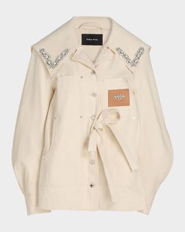 Simone Rocha Crystal Sailor Collar Single-Breasted Utility Jacket