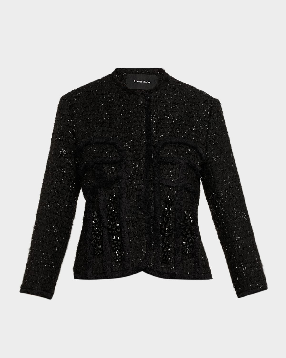 Simone Rocha Embellished Tweed Sculpted Jacket
