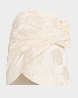 Simone Rocha Gathered Flower Jacquard Strapless Top