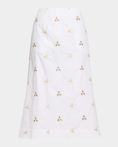 Simone Rocha Ripple Rose Embroidered A-Line Midi Skirt
