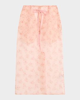 Simone Rocha Rose Sheer Frayed Chiffon Midi Skirt