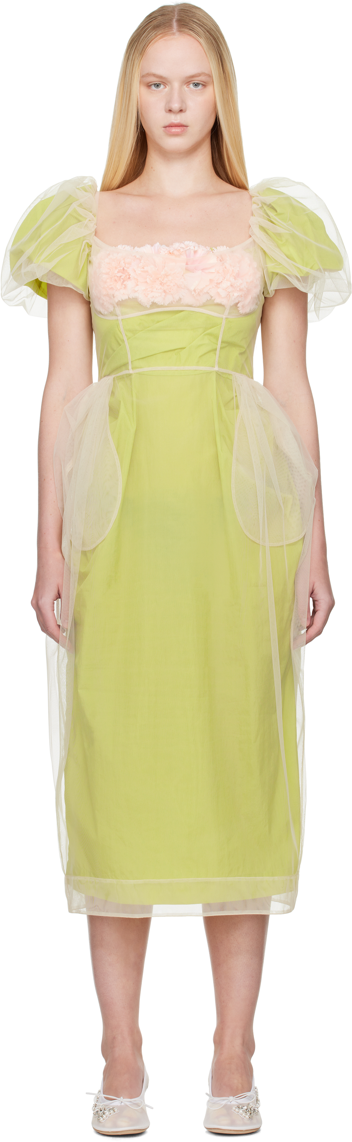 beige and green dress Better Than I Imagined Beige Palm Leaf Print Chiffon Maxi Dress main image 1