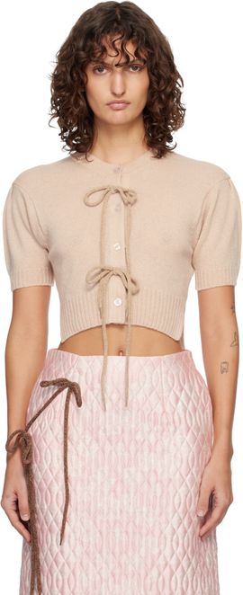 Simone Rocha Simone Rocha Beige Cropped Cashmere Cardigan