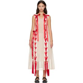 Simone Rocha Simone Rocha Beige Unraveling Ribbon Portrait Tutu Maxi Dress