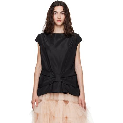 Simone Rocha Simone Rocha Black Boxy Peplum Bow Detail Blouse
