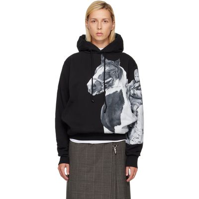 Simone Rocha Simone Rocha Black Boxy Pony Kid Print Hoodie