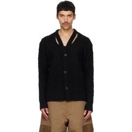 Simone Rocha Simone Rocha Black Cable Knit Slash Cardigan