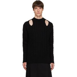 Simone Rocha Simone Rocha Black Cable Knit Slash Sweater