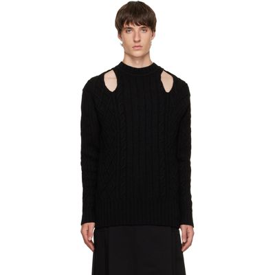 Simone Rocha Simone Rocha Black Cable Knit Slash Sweater